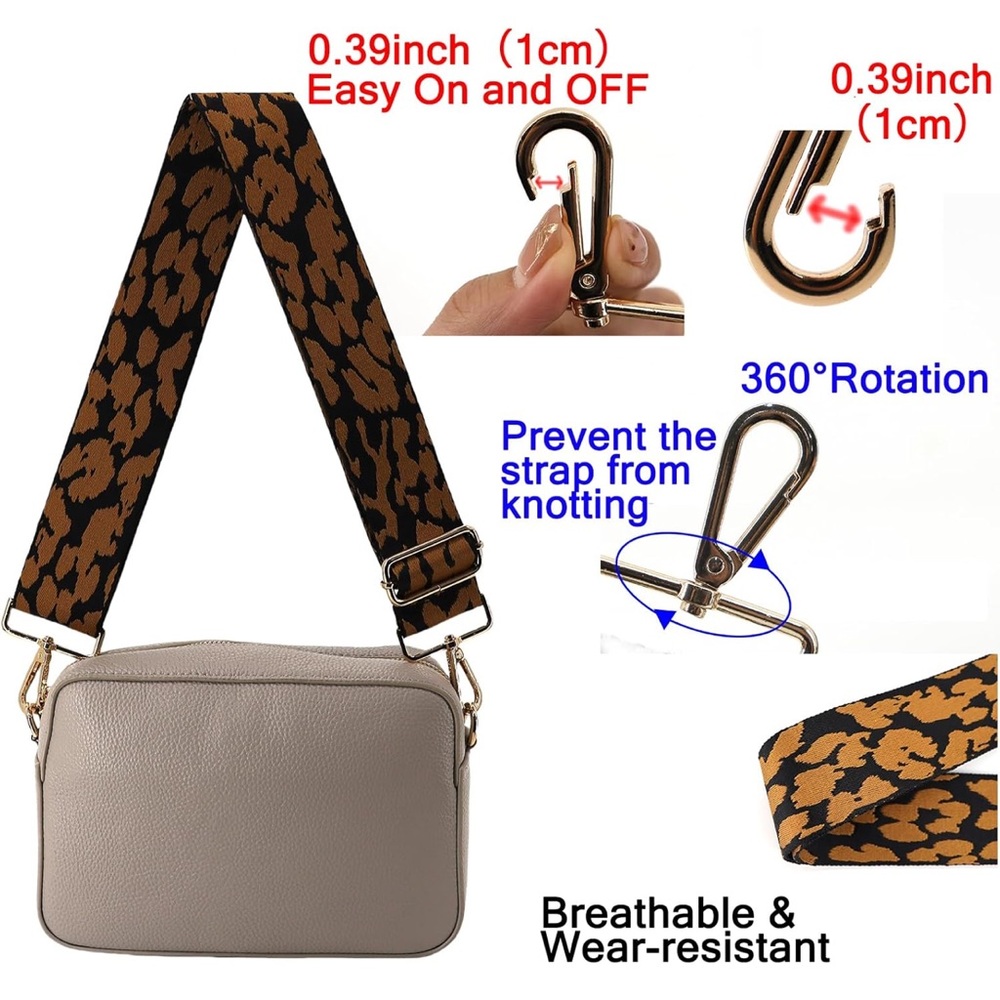 Purse Guitar Strap Animal Print Brown Black - Picture 2 of 10